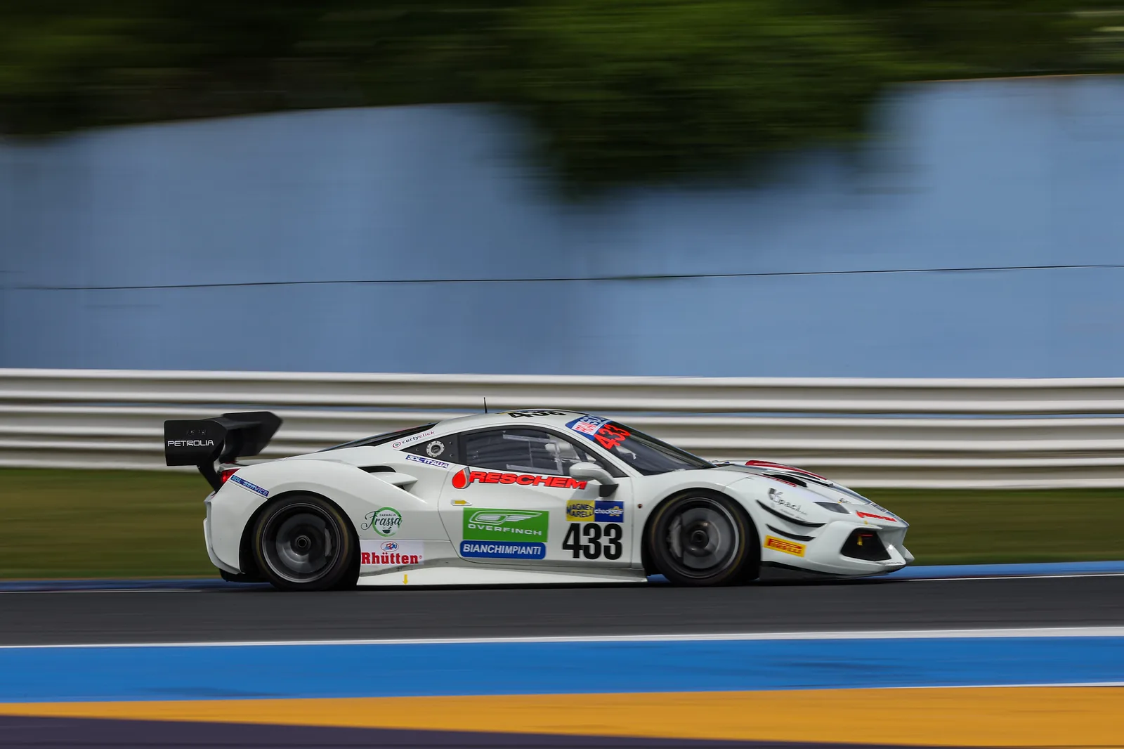 Side-on view of the No. 433 Ferrari 488 Challenge at Misano
